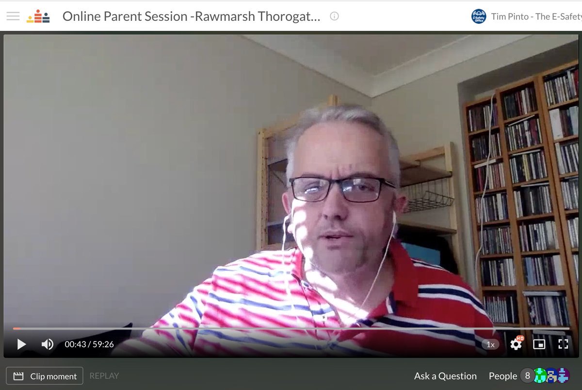 Great virtual #OnlineSafety session using @CrowdcastHQ Thank you to the parents @ThorogateSchool for being involved . See you next week for Pt II #Rotherham #safeguarding https://t.co/FnES1vzBpt