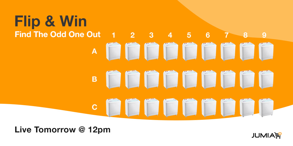 JumiaNigeria's tweet photo. Can you find the odd one out?🤔
😎Clue: It's our grand prize for the #FlipAndWin App Game tomorrow @ 12pm
Hurry, click=>https://t.co/93XLAN5zNO to check it out now! https://t.co/Mfxfy5mfgV