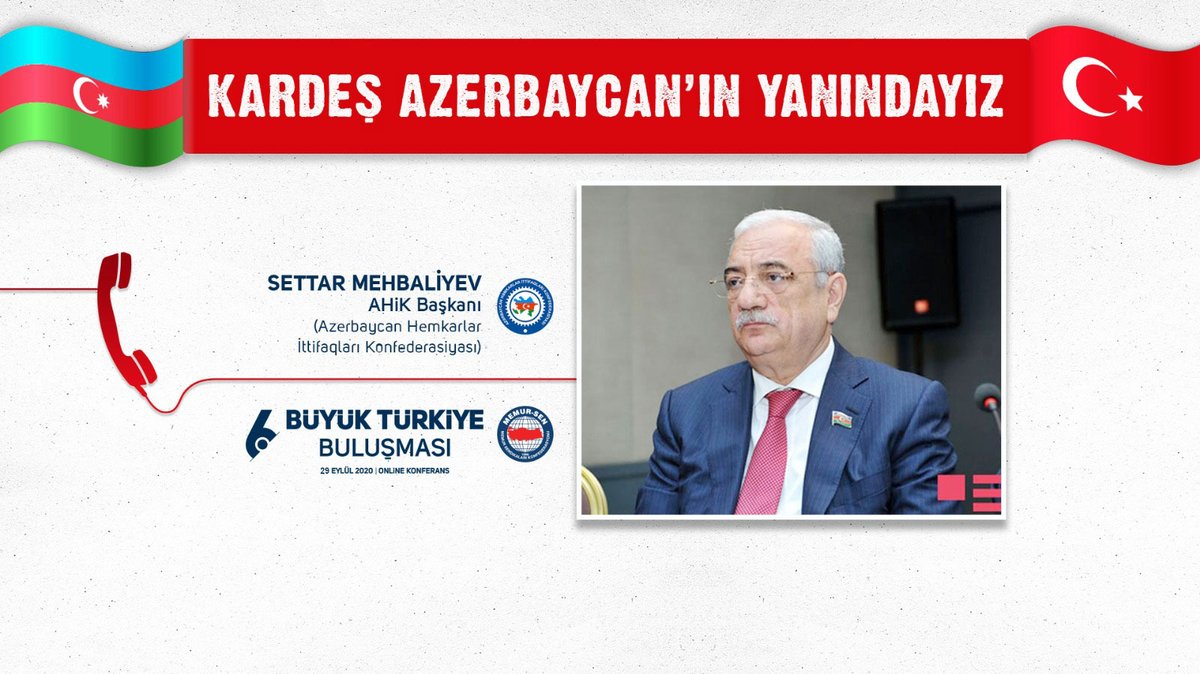MemurSenKonf's tweet photo. Azerbaycan AHİK Başkanı Settar Mehbaliyev #MemurSenTürkiyeBuluşması'na telefonla bağlanarak Azerbaycan-Türkiye dayanışmasının bölge için ne kadar önemli olduğuna vurgu yaptı.

Can Azerbaycan’a cephede kudret, seferde mukavemet ve nihayetinde muzafferiyet niyaz ederiz. https://t.co/W16UcowEwE