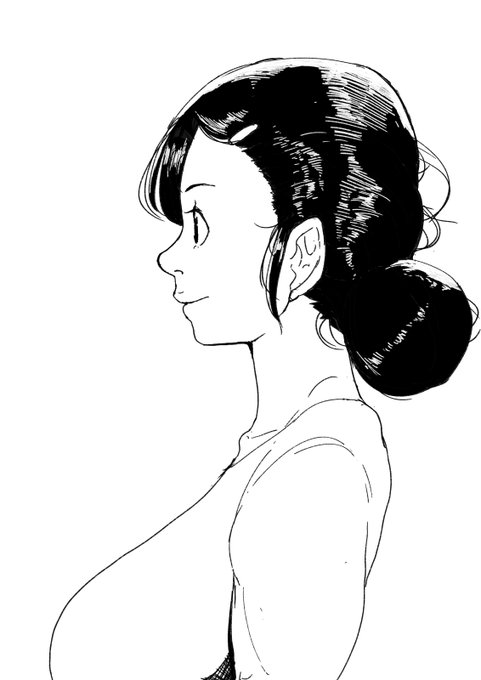 たまに描く横顔。もう少しEラインを鈍化させたい。 