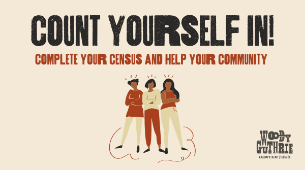 WoodyGuthrieCtr's tweet photo. There's still time! Complete your 2020 Census today and help your community secure funding and resources. Don't let Oklahoma fall behind, make sure you and your friends are counted. Complete your form at https://t.co/k7fXf1OJqk before Oct. 5. #2020Census #OKLetsCount #TulsaCounts https://t.co/SY0NGrS0cC