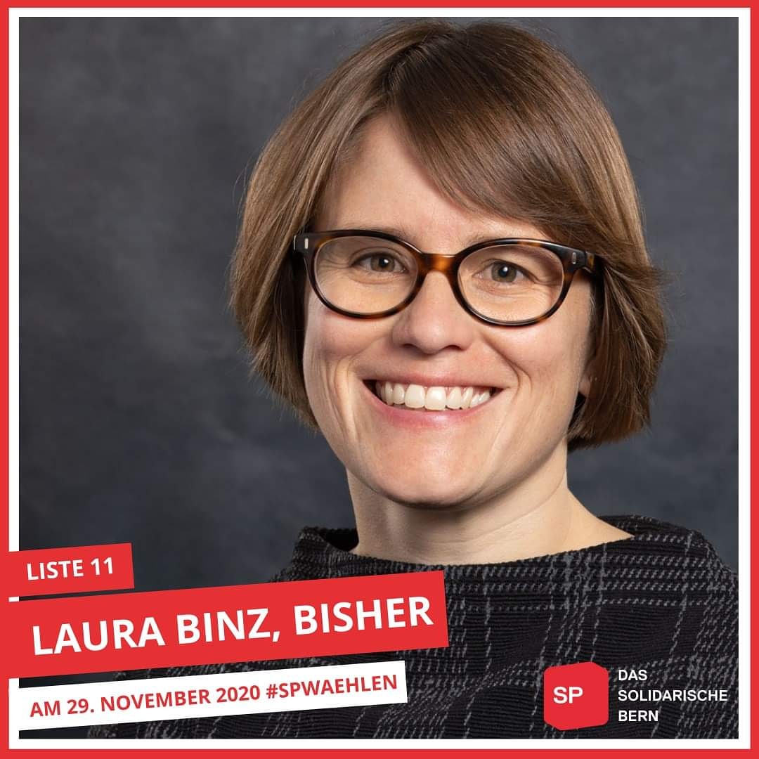 SP_Stadt_Bern's tweet photo. «NACHHALTIGE MOBILITÄT, LEBENDIGE QUARTIERE, VIELFÄLTIGE KULTUR»
Laura Binz | 1981 | bisher |
Historikerin | Kommission PVS, Co-Präsidentin Läbigi Stadt, Präsidentin StattLand, Vorstand Hommage 2021 | Yoga, Lesen, Laufen

#SOLIDARISCHESBERN #SPWAEHLEN #WAHLBERN20 https://t.co/n5E8K4Gvsb