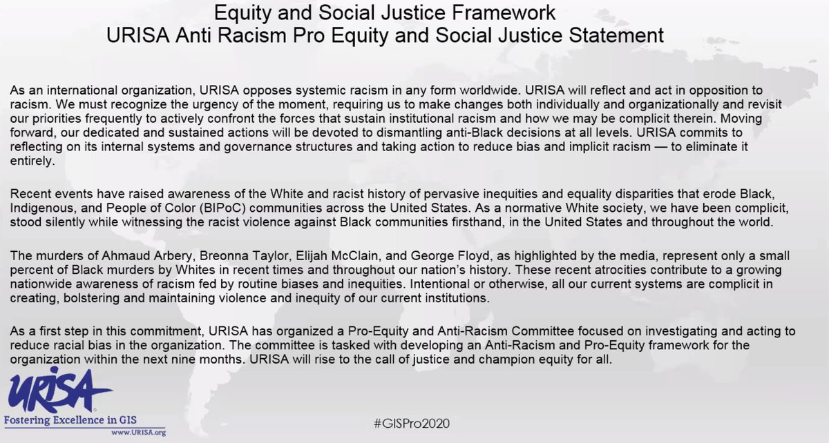 CommunitiesPlan's tweet photo. This is one of the many reasons @CommunitiesPlan fully supports @URISA #GISPRO2020 #URISAAntiRacismProEquity #sociallyresponsible #equity #socialjustice https://t.co/L40FbE6fuw
