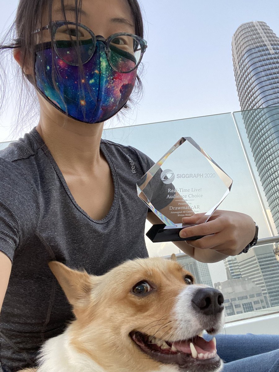 We demoed DrawmaticAR live on the #SIGGRAPH #RealTimeLive stage last month and... won. Here’s that #quarantine trophy shot - and to the future of #automagical storytelling, where one day, you can create *full-length* animated and interactive films, *instantly* all by yourself!
