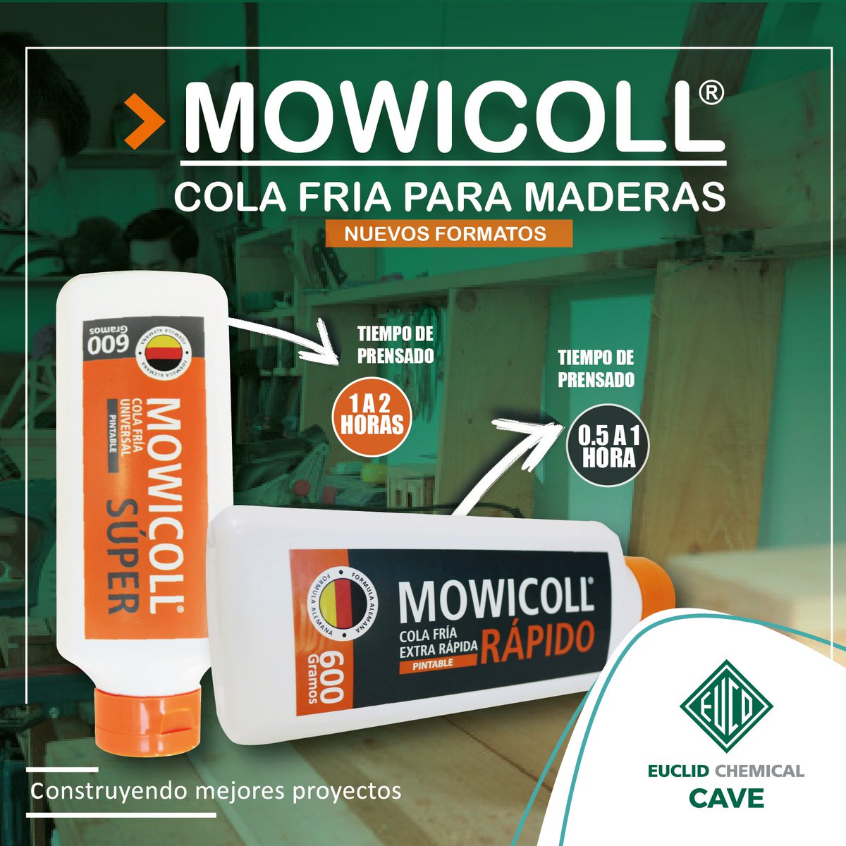 euclidcave's tweet photo. Presentamos los nuevos formatos de Mowicoll Super y Mowicoll Rápido. Ergonómicos y pensados para aprovechar hasta la última gota del contenido, ideales para trabajos de carpintería, bricolaje, en el hogar y en la industria.
#mowicoll #colafria #adhesivos #madera #arquitectos https://t.co/e24mBH8u7j