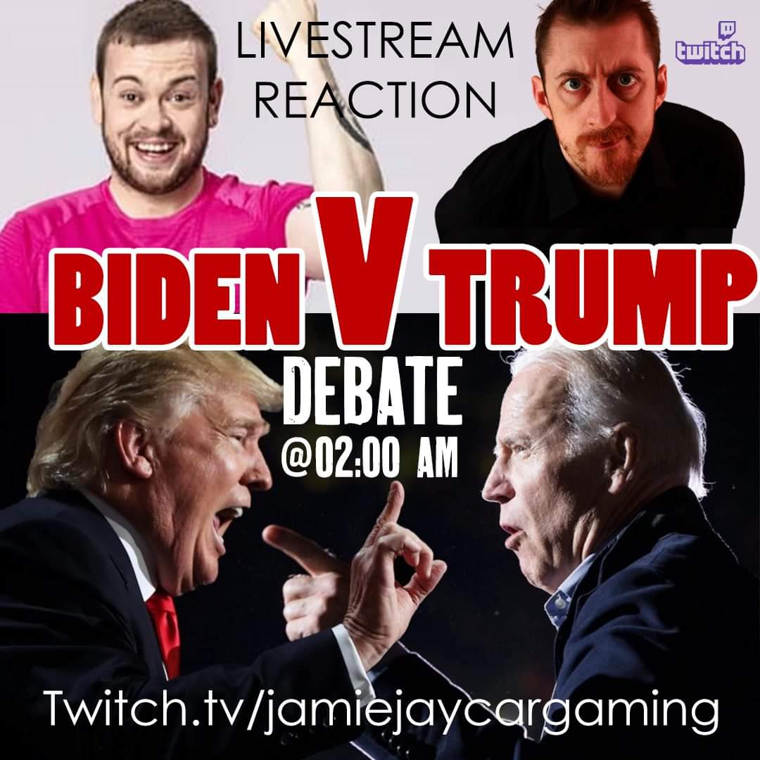 Joe Biden and Donald Trump go head-to-head in their first televised debate tonight. And its gonna be box-office stuff. Joe (not biden) will be livestreaming his reaction with @JamieJayCar if anyone is awake. Its gonna be funny shit.