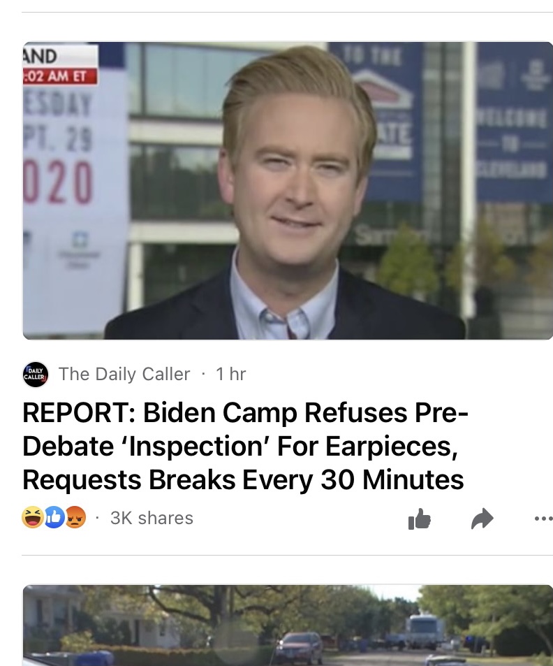 LindsaySchrupp's tweet photo. The conspiracy theory is also on Facebook's News Tab, since Daily Caller is a verified news publisher and fact-checker on the tab https://t.co/RPRK1h2MEg