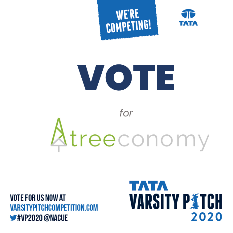 🗳️ We need YOUR vote! 🗳️

Treeconomy has been selected as a semi-finalist for this year's Tata Varsity Pitch! Please share and vote until noon (BST) on Friday, October 2. 

nacue.com/events/online-…

#VP2020 <a href="/NACUE/">NACUE</a>