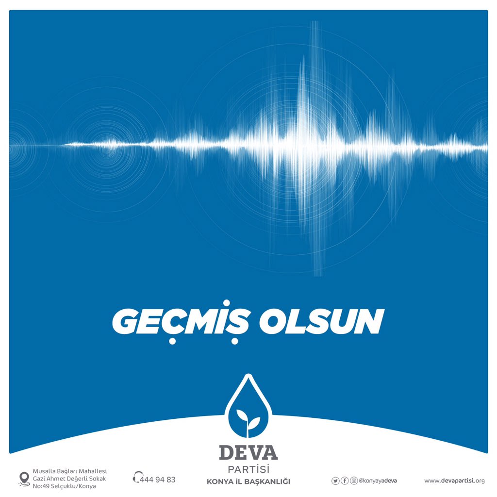 Tuzlukçu’muza da geçmiş olsun. Bugün ikinci deprem haberi aldık. Yine can veya mal kaybı olmaması tesellimiz. “Deprem ülke gerçeğimiz. tedbir ve dönüşüm şart.”  #deva #partisi #konya #ilbaskanlığı
