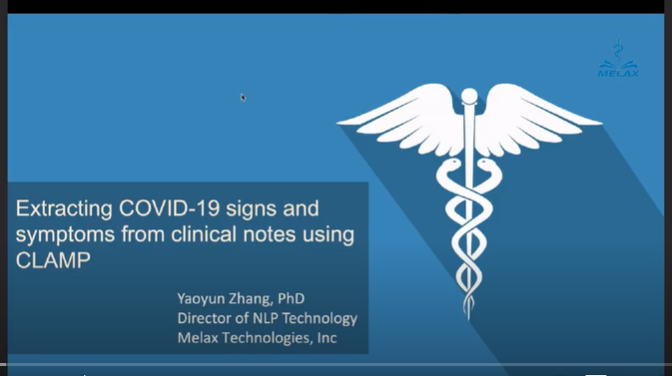 MelaxTech's tweet photo. Learn how #NLP and #AI - with software developed by Melax Tech - detects key indicators in unstructured data to advance treatment protocols and contact tracing in #Covid-19 cases.  Watch our webinar on demand. https://t.co/R8U9AqlMu9 https://t.co/EpL6v8bn8s