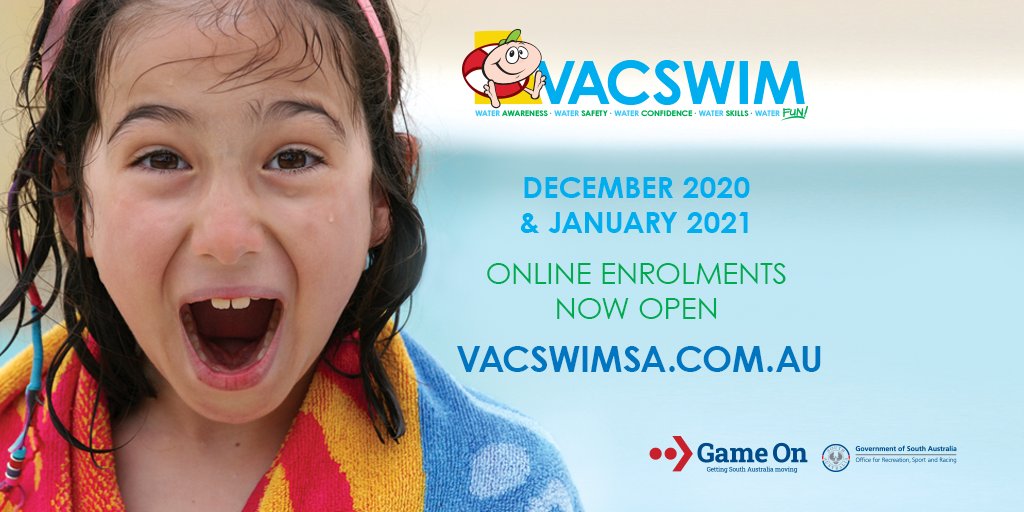 VACSWIM_SA's tweet image. 2020/2021 #VACSWIMSA enrolments are NOW OPEN! Teaching SA kids 5-13 years essential water safety &amp;amp; skills thanks to Office of Sport, Rec &amp;amp; Racing @RoyalLifeSaving @YMCASA @SurfLifeSA plus more! Enrol here &amp;gt;&amp;gt;bit.ly/2HzDayC

@marshall_steven 
 
#BeWaterSafe #SouthAustralia
