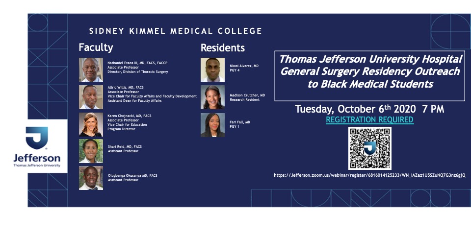 Nathaniel R. Evans III, MD (@nateevansmd) on Twitter photo Calling all Black medical students interested in General Surgery! Join us (via zoom) <a href="/JeffSurgery/">Jefferson Surgery</a> October 6 at 7pm ET.<a href="/SNMA/">Student National Medical Association, Inc (SNMA)</a>. <a href="/SocietyofBAS/">Society of Black Academic Surgeons</a>. #BlackMenInMedicine #BlackWomenInMedicine. #BlackMedTwitter Jefferson.zoom.us/webinar/regist⦠Calling all Black medical students interested in General Surgery! Join us (via zoom) <a href="/JeffSurgery/">Jefferson Surgery</a> October 6 at 7pm ET.<a href="/SNMA/">Student National Medical Association, Inc (SNMA)</a>. <a href="/SocietyofBAS/">Society of Black Academic Surgeons</a>. #BlackMenInMedicine #BlackWomenInMedicine. #BlackMedTwitter Jefferson.zoom.us/webinar/registā¦