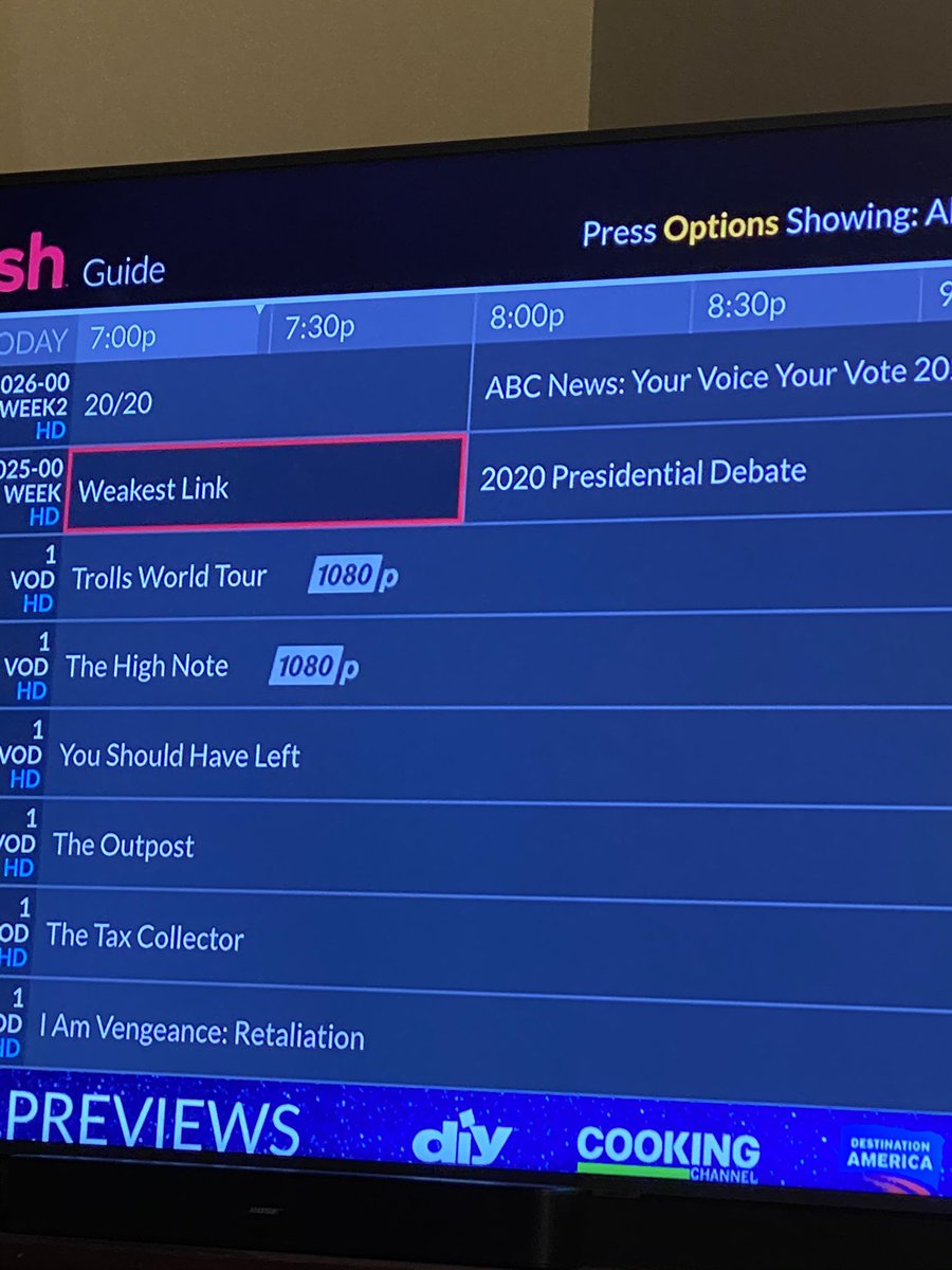 “Weakest Link” on TV in front of the Presidential Debate...how fitting for what is sure to be an embarrassing shitshow