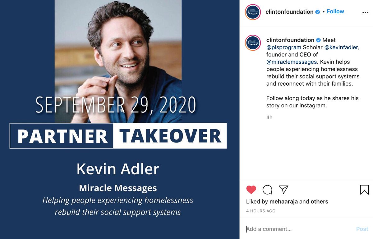 Check out the wonderful stories from the  @ClintonFdn on  @MiracleMessages that our terrific interns pulled together for our social media takeover:  https://www.instagram.com/clintonfoundation/A huge thanks to my friends at  @PLSprogram for helping to make this opportunity possible.2/
