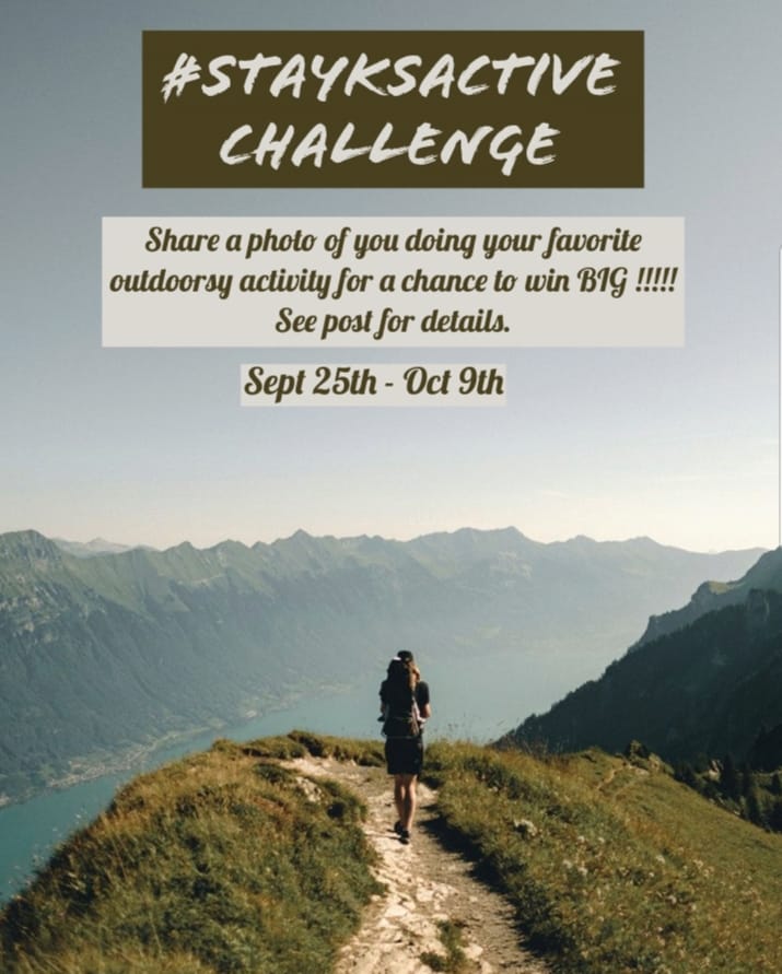 WIN A $100 SPORTCHEK GIFT CARD!!!!! Do you love the outdoors? Share a photo of how you are staying active with the hashtag #stayksactive 

Add a caption to your post summarizing how you feel being outdoors and being active! DM us or tag us in your image to stand a chance to win!