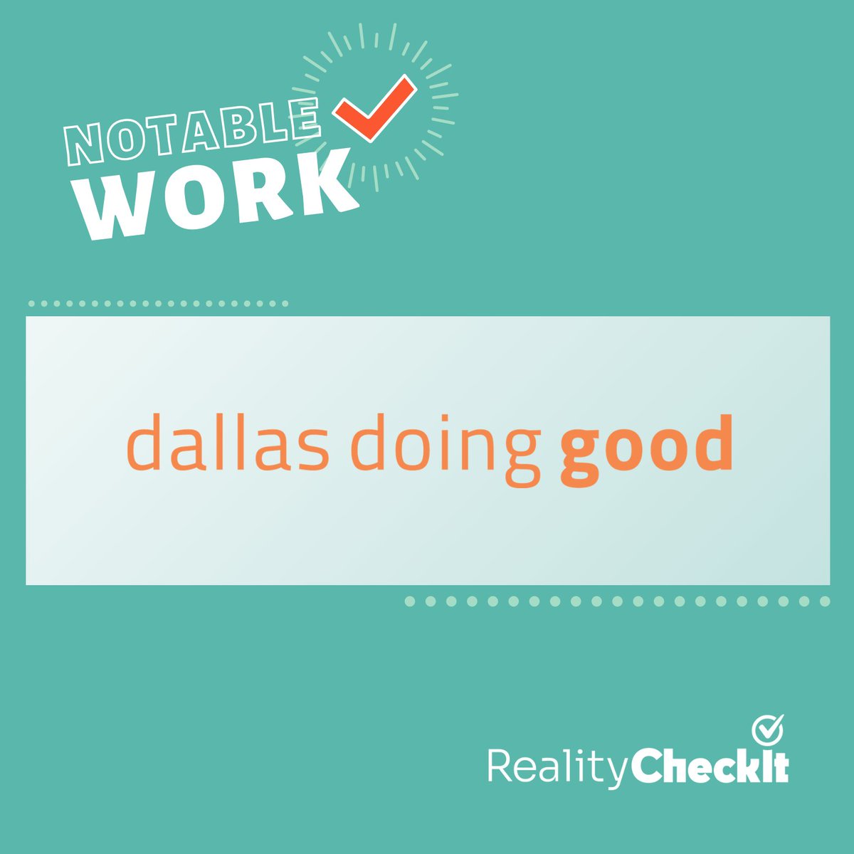 RealityCheckIt1's tweet photo. How can you take part in philanthropy, help within your community, and learn ways to make a difference in real time? Follow @RealityCheckIt1 and @DallasDoingGood to connect with local organizations that need your help. #RealityCheckItDFW #DallasNonprofit #DallasNonprofit https://t.co/Bg0XejqD6m