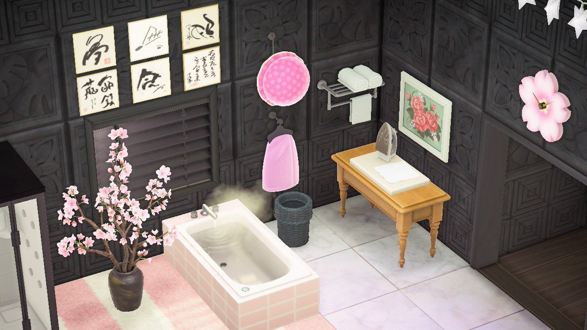 ˗ˏˋ bathroom ˎˊ˗   - features: antique items !, simple color scheme, rosie #acnh    #acnhdesign  #animalcrossing  