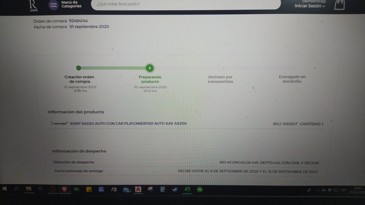 Pablo08008963's tweet photo. @RipleyChile realizada el 1 de septiembre y aún nada, requiero una respuesta inmediata, no aceptaré DEVOLUCIONES https://t.co/Q96iANHbv2