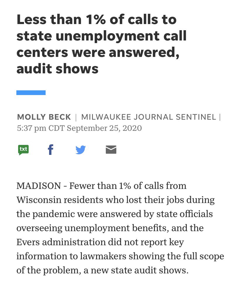 StateRepHutton's tweet image. When the Legislature passed COVID-19 protections, we passed provisions for Governor Evers to transfer as many state employees as needed to DWD to ensure phones were answered. Governor Evers has ignored the scope of the problem and is leaving struggling Wisconsinites out to dry.