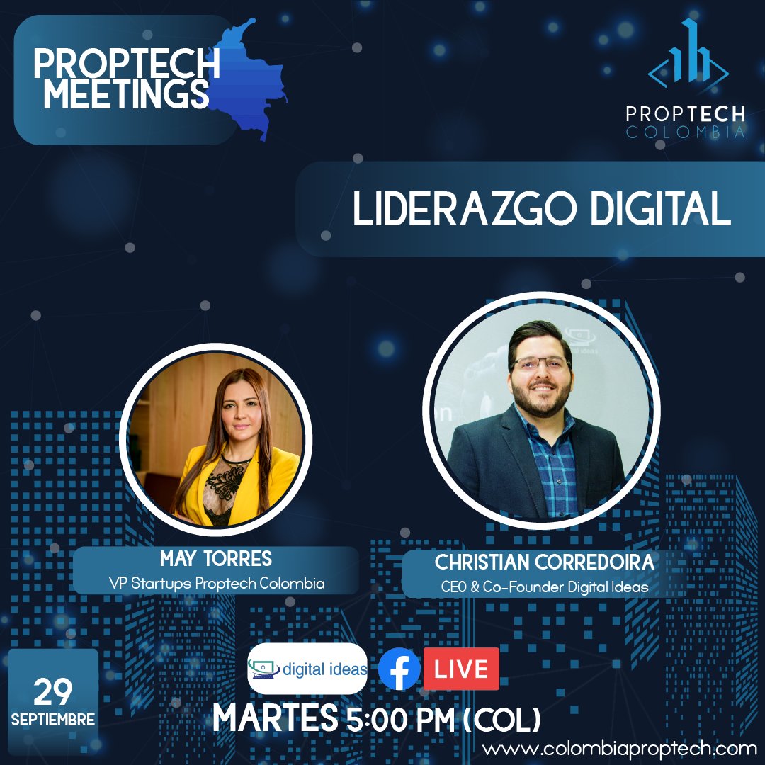 ColProptech's tweet photo. ¡Estamos EN VIVO! # FBLive Ingresa al siguiente link de nuestro Proptech Meetings hablaremos de esa importancia de en la Liderazgo Digital, estará con nosotros Christian Corredoira CEO &amp; Co-Founder Digital Ideas. #colproptech
https://t.co/osydLQth76 https://t.co/W1R86Ps3qP