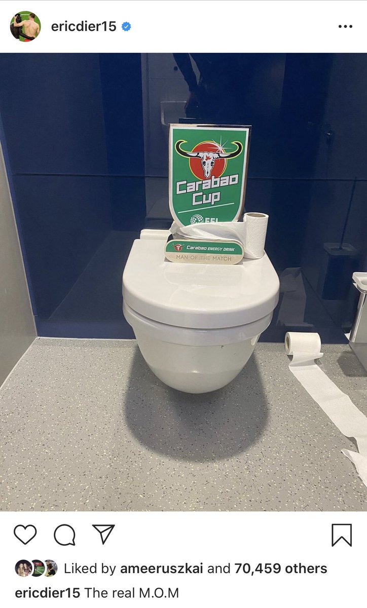 goal's tweet image. Eric Dier gives his Man of the Match award to the toilet 🤣

📸 Instagram: ericdier15