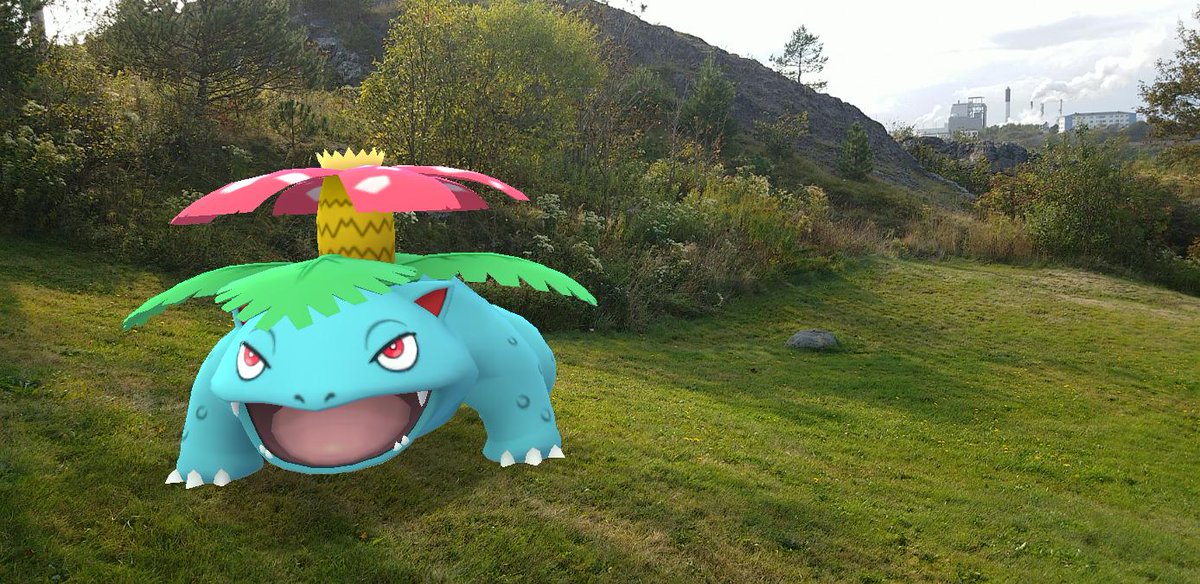 Closing in on the completion of my  #Venusaur and I's journey to Best  #PokemonGOBuddy level, Sprout posed for a final few  #GOSnapshot pics, opting for a drowsy-looking shot in a field. ...which  #Smeargle randomly decided to intrude upon. #PokemonGO  #PokemonGOARplus