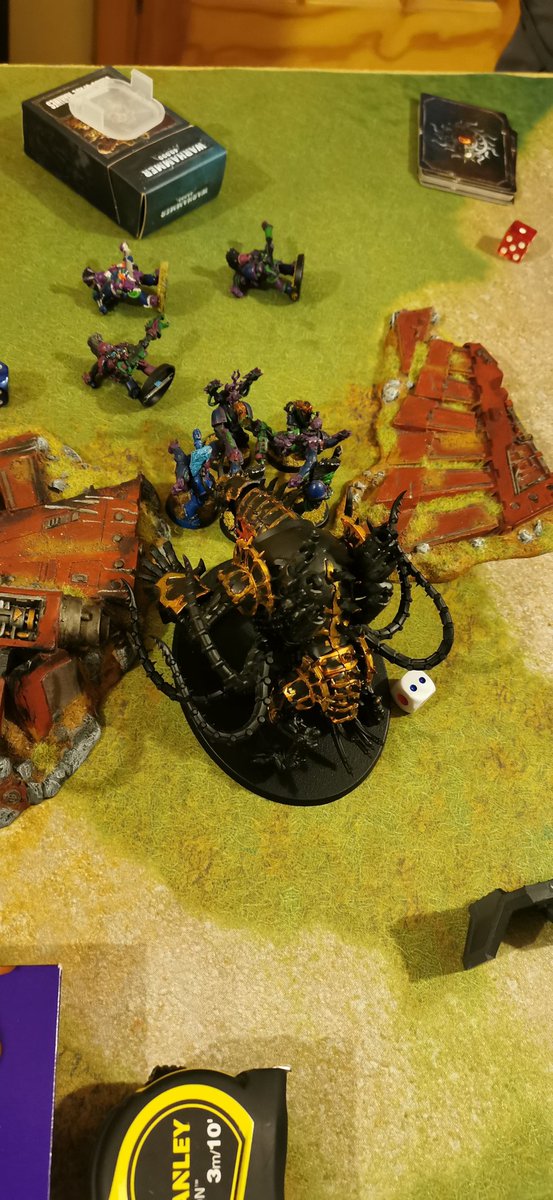 Clobtastic's tweet photo. Black legion bezerkers mince through the cultists, veterans of the long war noise marines bring down the heavily bracketed Maulerfiend, &amp; the trio of executioner, exalted champ and Termi Lord bring down the forgefiend. https://t.co/MQM6gIl7vD