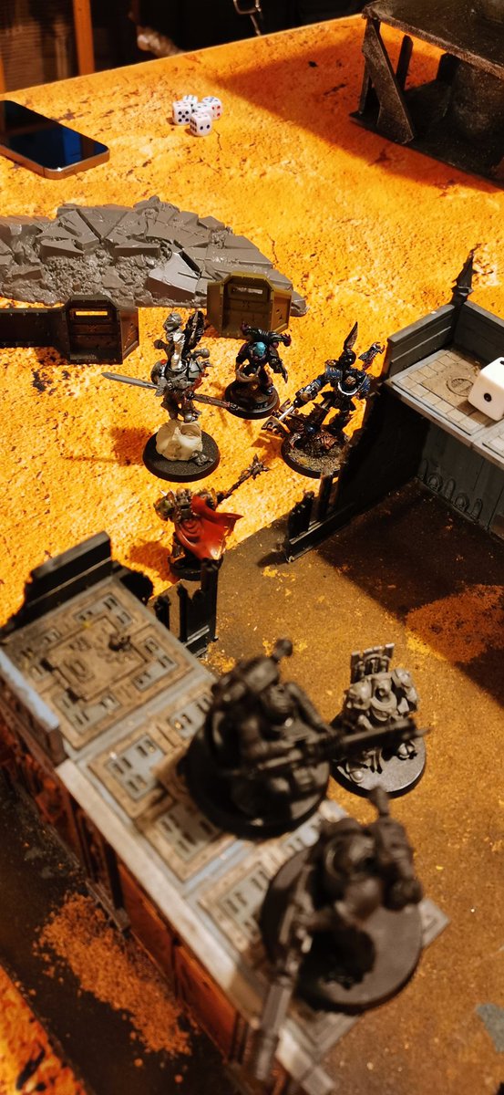 Clobtastic's tweet photo. Black legion bezerkers mince through the cultists, veterans of the long war noise marines bring down the heavily bracketed Maulerfiend, &amp; the trio of executioner, exalted champ and Termi Lord bring down the forgefiend. https://t.co/MQM6gIl7vD