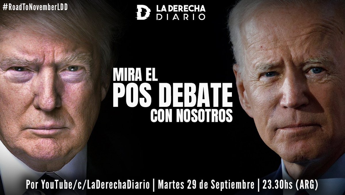 pulsopopular_'s tweet photo. 🇺🇸 | #Debates2020  

Hoy a las 22hs (Arg) se llevará a cabo el primer debate entre Donald Trump y Joe Biden.

Ver (inglés): https://t.co/nQ0LQEu6e4

Ver (español): https://t.co/IkDBnzqDf1

📳 Programa especial de La Derecha Diario. Pos Debate, a las 23:30: https://t.co/8VNRh42tjT https://t.co/BKnR0MiI9I