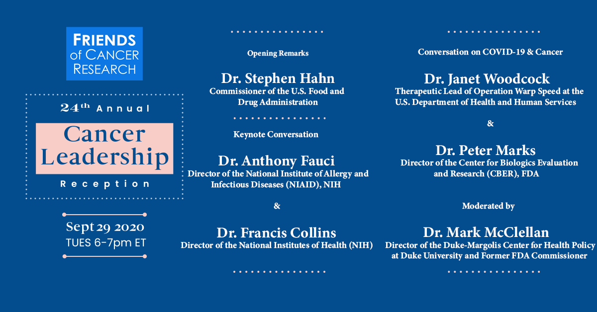 CancerResrch's tweet photo. STARTING NOW: Our 24th Cancer Leadership Reception with special guests @NIHDirector and @NIAIDNews's Dr. Anthony Fauci. Don't miss this event and tune in now here: https://t.co/YuqITrc5dq #ProgressForPatients #COVID19 #Cancer #ThankYouDrFauci https://t.co/4lUMxWY5wC