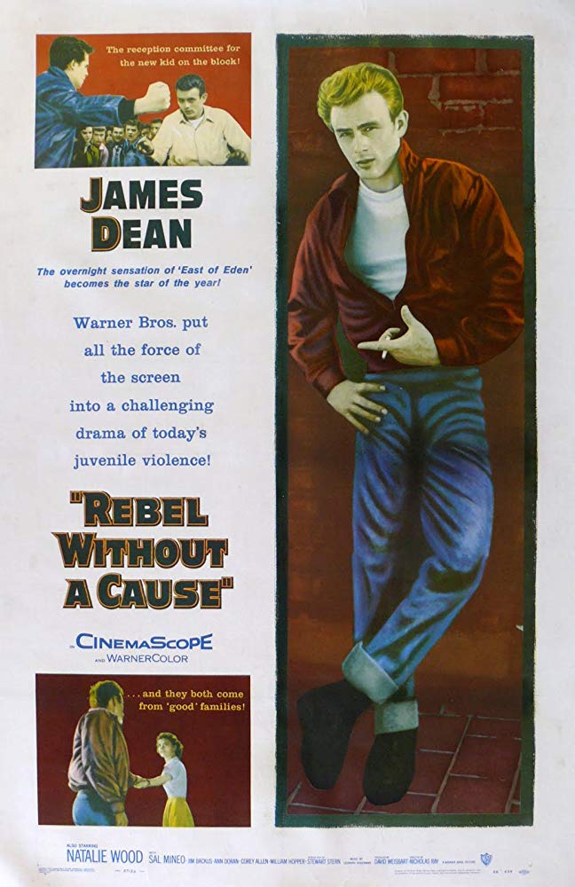 En 1955 se puso a las órdenes de Nicholas Ray para protagonizar, junto a Natalie Wood y Sal Mineo, “Rebel Without a Cause”, donde Dean daba vida a un adolescente incomprendido y en desacuerdo con la realidad que le rodeaba.