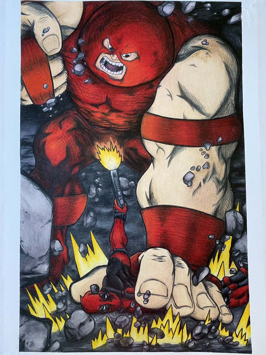 Deadpool vs Juggernaut 
Final product - color pencil drawing

instagram.com/p/CFuvNLigwSJ/…

#drawing #coloredpencil #marvelcomics #fanart #juggernaut #deadpool  #prismacolorpencils #prismacolor #comicart #comicstyle #marvel #marvelfanart #pencildrawing