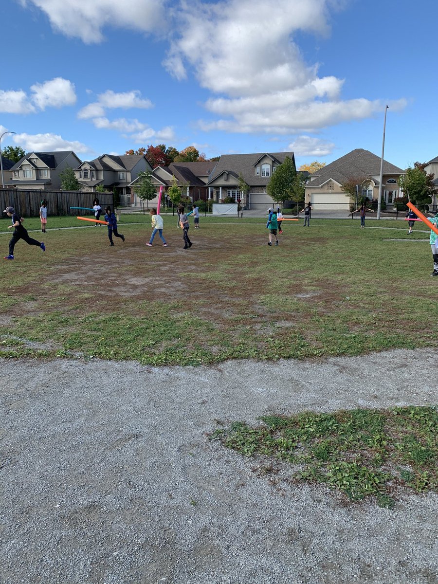 When the kids want to play tag, you find a way to make it happen. I think noodle tag will become a staple this year! @allistonunion #scdsb #DPA