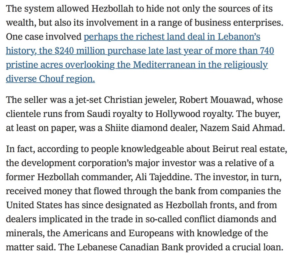 This is not to mention areas further south, where Tajco is just as active. Tajco is the developer of the massive Medyar project, first made famous in this story on Hezbollah’s money laundering machine, the Lebanese-Canadian Bank.  https://www.nytimes.com/2011/12/14/world/middleeast/beirut-bank-seen-as-a-hub-of-hezbollahs-financing.html 6/  https://twitter.com/AcrossTheBay/status/1311063806307692549