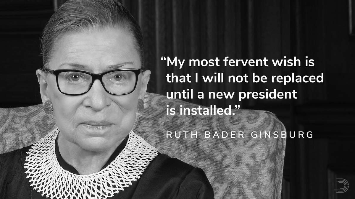 dccc's tweet image. #Debates2020: Justice Ruth Bader Ginsburg dedicated her life to protecting Americans' rights. Now, Trump and his Washington Republicans are set to nominate a far-right, extremist judge to fill her seat.

RETWEET to protect RBG's legacy &amp;gt;&amp;gt;