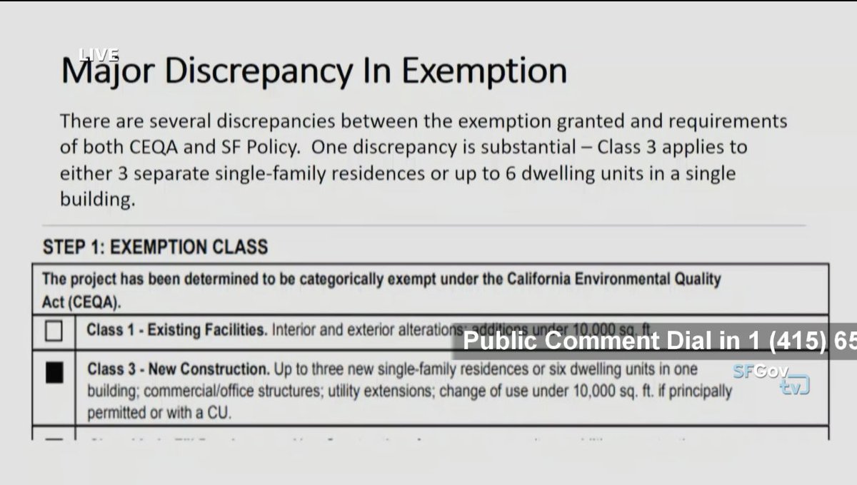 Tang: Worst, this project does not meet CEQA Class 3 exemption requirements—which only allow one building. This project includes more.