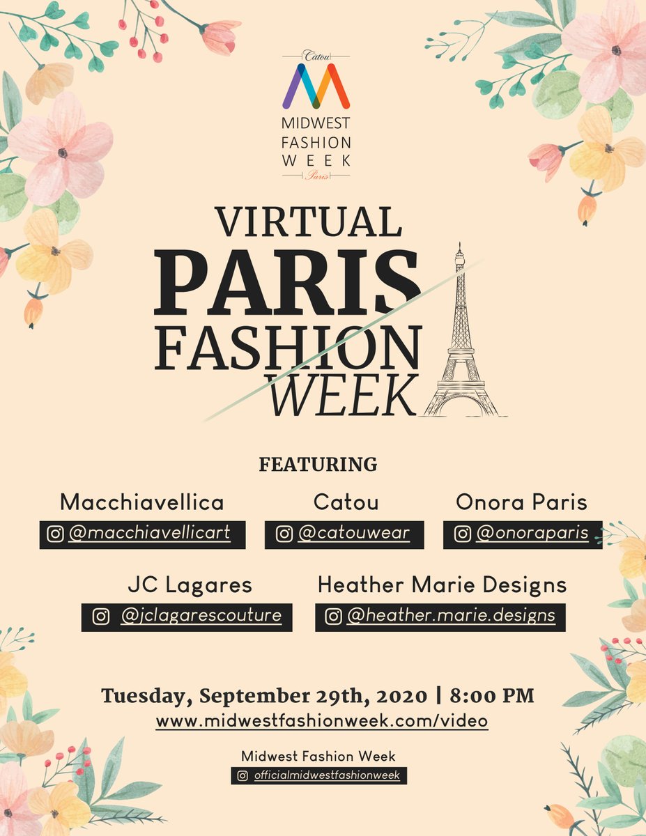 CatouWear's tweet photo. Join us tonight for the first virtual Paris Fashion Show presented by Midwest Fashion Week https://t.co/DjfWIu8VRP