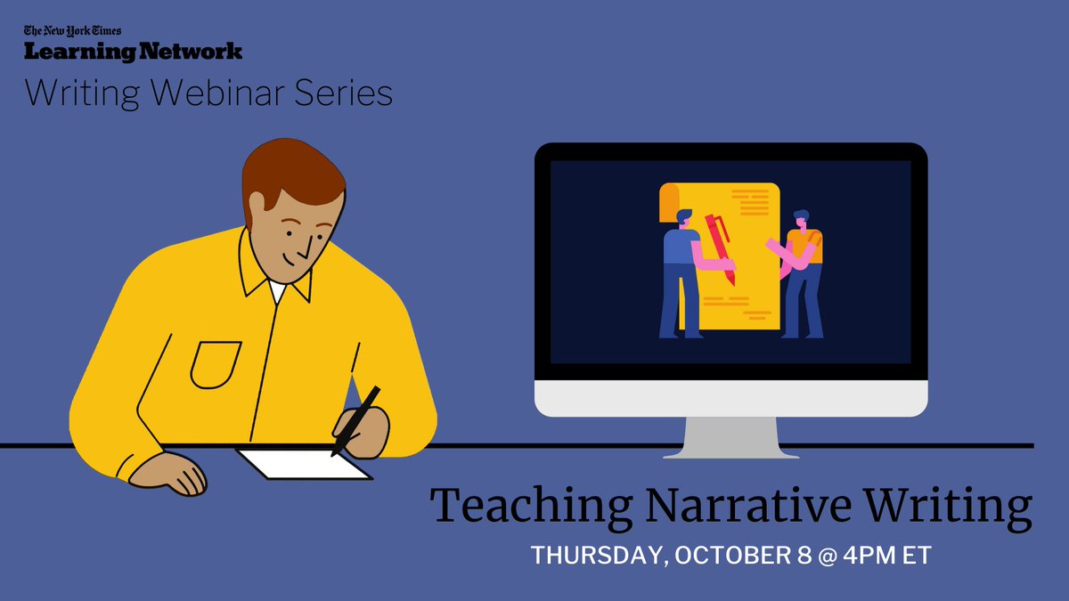 Are your students working on personal narratives?  Join us on October 8 as we share ideas and resources to get your students reading, writing and thinking about their own stories, and prepare them for our personal narrative contest. Register: nyti.ms/30iCDYA #elachat
