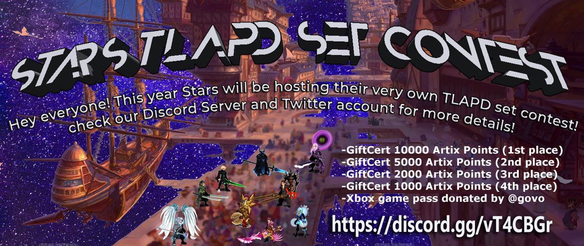 Do you have a great pirate set? Do you like winning APs?!

Then join Stars and enter in our TLaPD Set Contest!  
We have guild slots open 😄 Ends oct 3rd!  <a href="/Stars_AQW/">Stars</a> 

1st place: 10,000 AP
2nd: 5,000 AP
3rd: 2,000 AP
4th: 1,000 AP