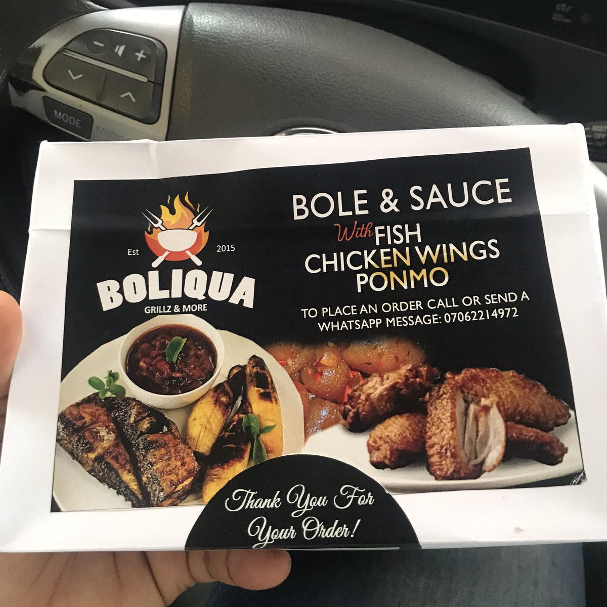 I’m dancing for this one  @Boliquagrillz1 omg! You’re not doing well if you’ve not had the wings from here Bole & Chicken wings (N1300*2=N2600)ORBole & Fish (N1000-N1100*2=N2000-N2200)Get cold Pure Heaven and you’re set.