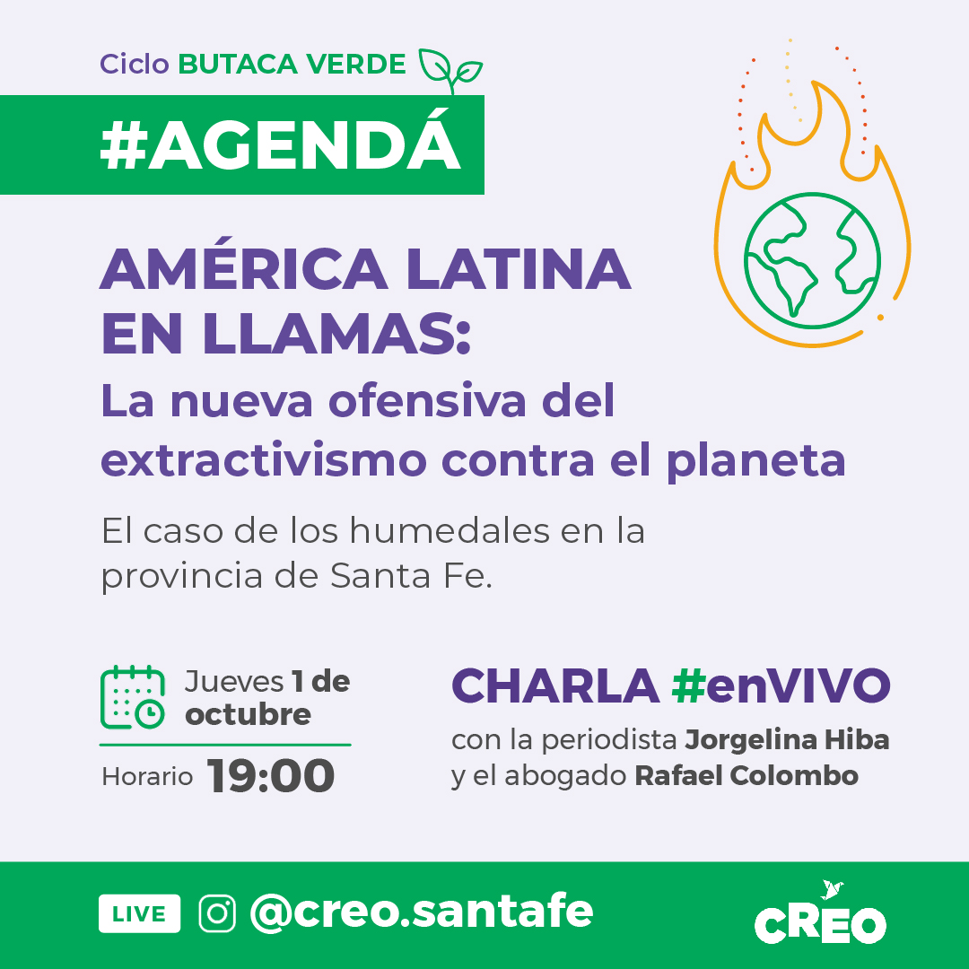 CreoSantaFe's tweet photo. 📌 #AGENDÁ | Este jueves, a las 19:00, será la segunda edición del ciclo #ButacaVerde 🌱. En esta ocasión abordaremos la preocupante problemática de los #incendios en la región y de los #humedales en nuestra provincia.
Conectate al diálogo #enVIVO por: https://t.co/Y7dQsElqpj https://t.co/TvNsgE4Xgv