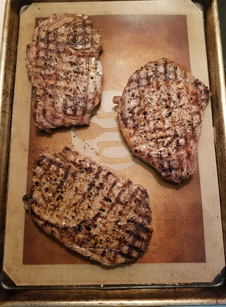 Baseball_Moods's tweet photo. Taco Tuesd.....wait, heck no!!! RIBEYE TUESDAY has a better ring to it, @MeatBrothers1!!!

@LodgeCastIron skillet seared, now heading to the oven to set.

#MeatBrothers #DidSomeoneSaySteak? https://t.co/sZe294YVOs