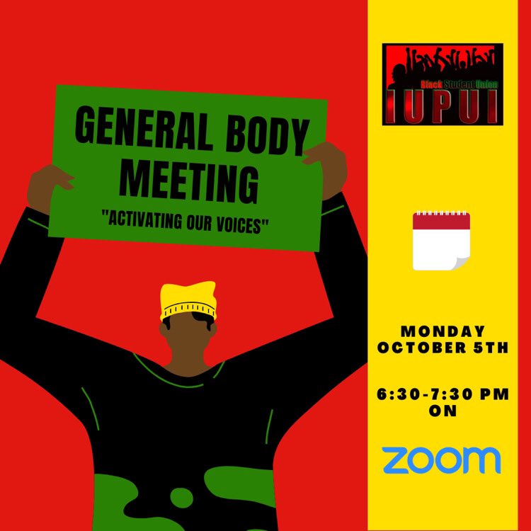 Mark your calendars for our next general body meeting! In this event, we’ll discuss the ways YOU can help implement change as a student — both on and off campus. Zoom info:

iu.zoom.us/j/91040072376