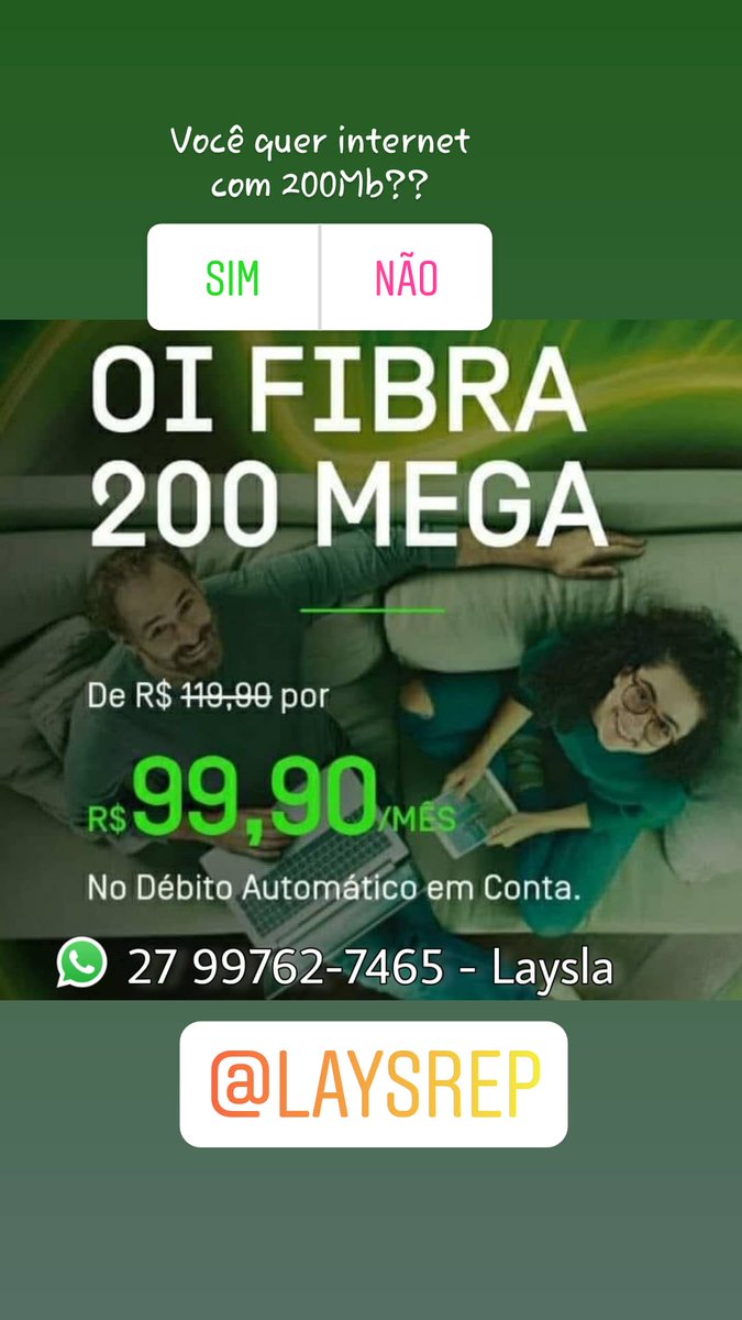 IdeiasBrasil's tweet image. OI FIBRA 200MB para toda Grande #Vitória por apenas R$ 99,90 por mês
Chama no whats 27 997627465 #OiFibra #200mb #serraes #velocidadedigital #vempraoi #FibraOptica #espíritosanto