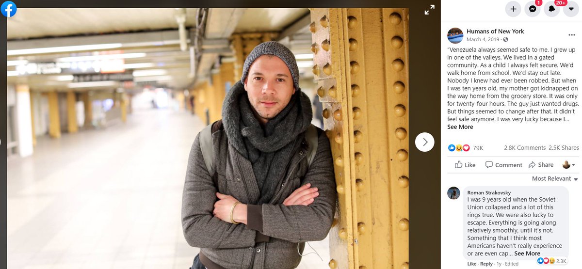 If you've been living under a rock, you can learn more about the project here:  https://www.humansofnewyork.com/about The basic premise is this itinerant photographer wanders New York (and sometimes other places), capturing photographs of interesting people with a quote from them.