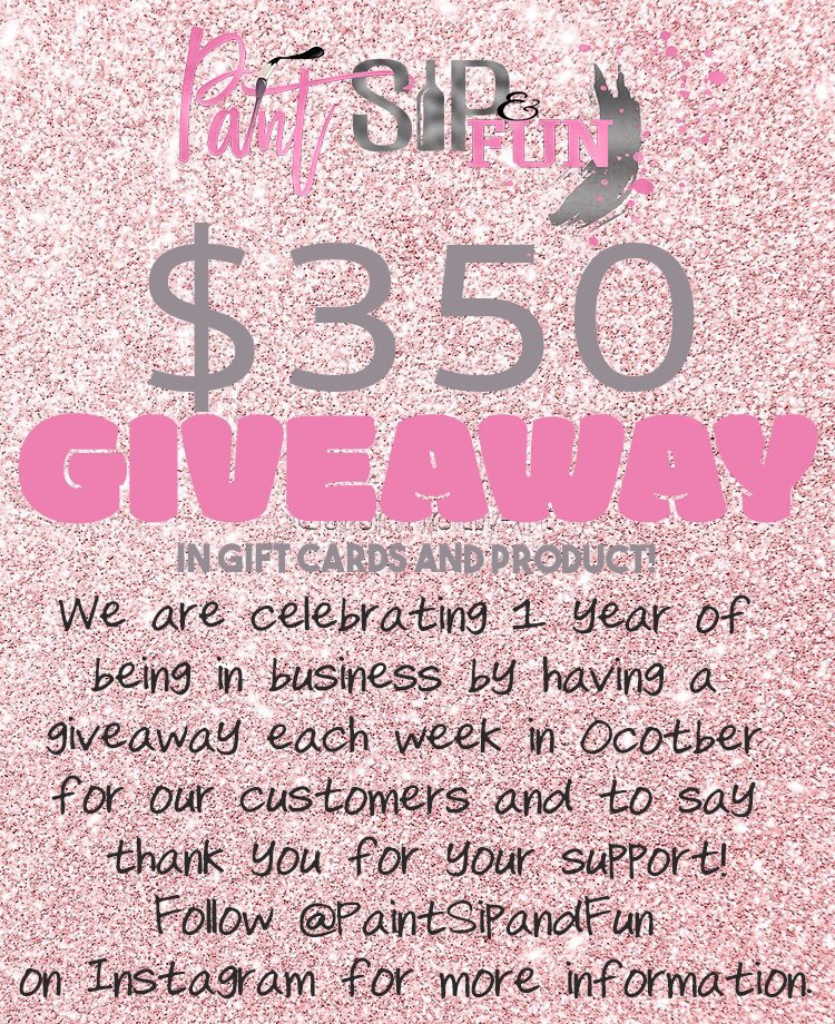 paintsipandfun's tweet photo. GIVEAWAY!! Follow @PaintSipandFun on Instagram and tag a friend who would love to participate in these giveaways! 
Our first giveaway will be posted on Thursday, October 1st, 2020. This giveaway is open to everyone in the United States! #giveaway #customgiveaway #giftcard https://t.co/JQlUSqZcfK