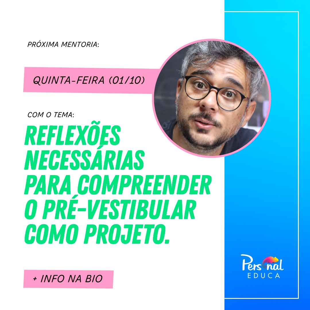 personaleduca's tweet photo. Tem turma nova de mentoria começando nesta quinta! 💛

Nossa mentoria tem o objetivo de te ajudar a entender suas dificuldades, organizar seus processos de estudos e compreender o pré-vestibular como projeto.

Quer saber como participar? 
https://t.co/Ay8MnD0KpI https://t.co/qjj5si9RN0
