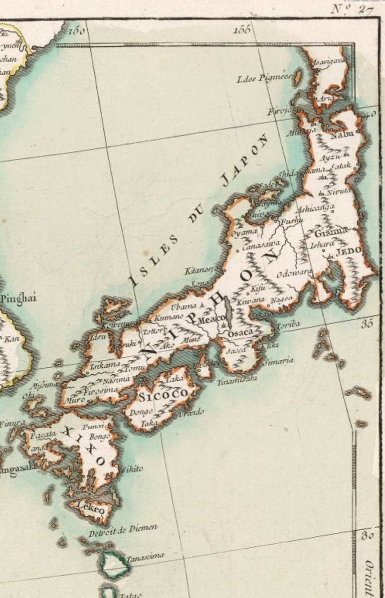 古地図は面白い。（1700年代） 北海道はやはりロシアと地続きだったの
