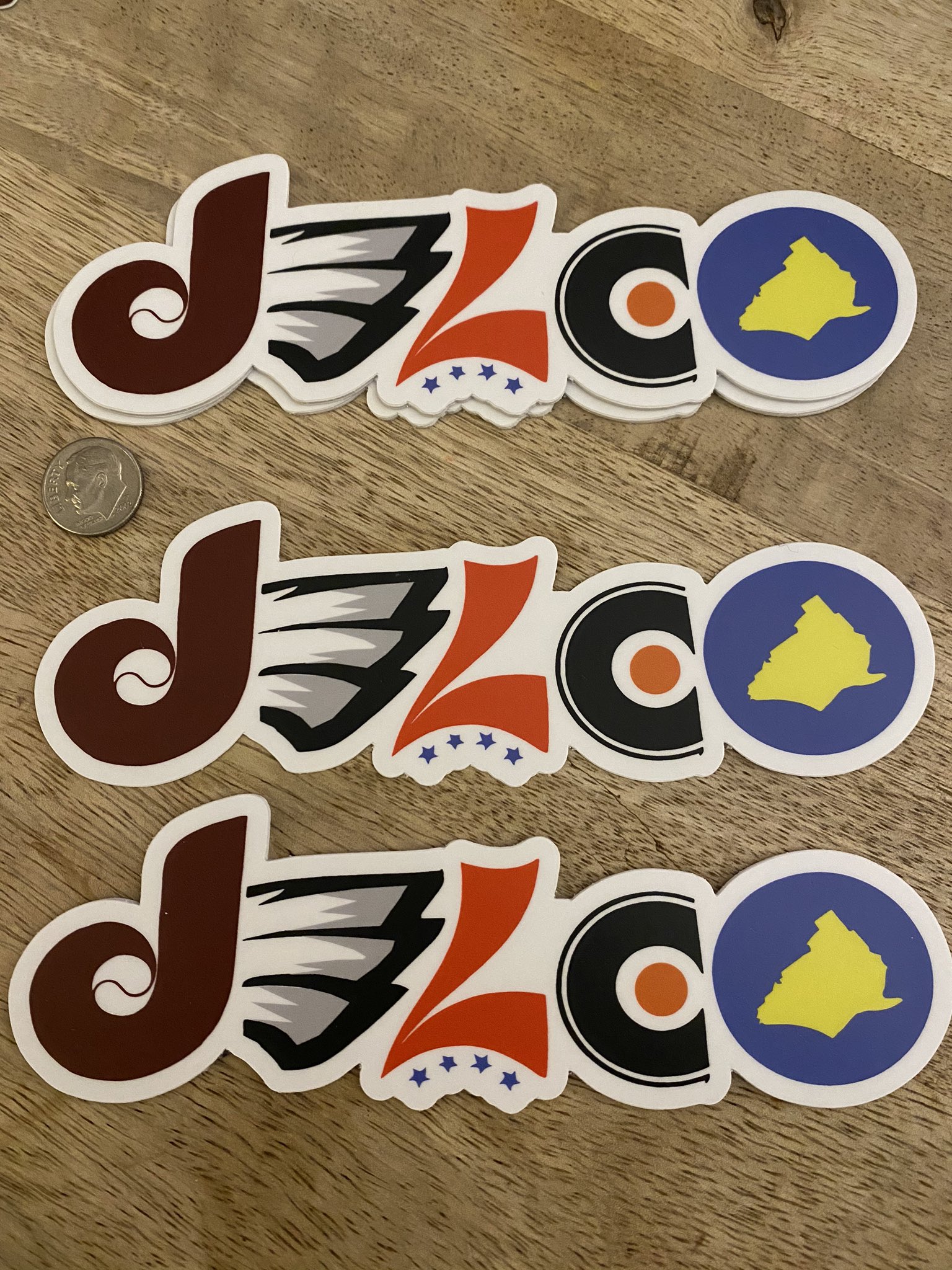 Primitiveshirts on X: All 4 crappy teams on one quality sticker!  #inthe #delco #phillies #eagles #sixers #flyers #delcoforlife   / X