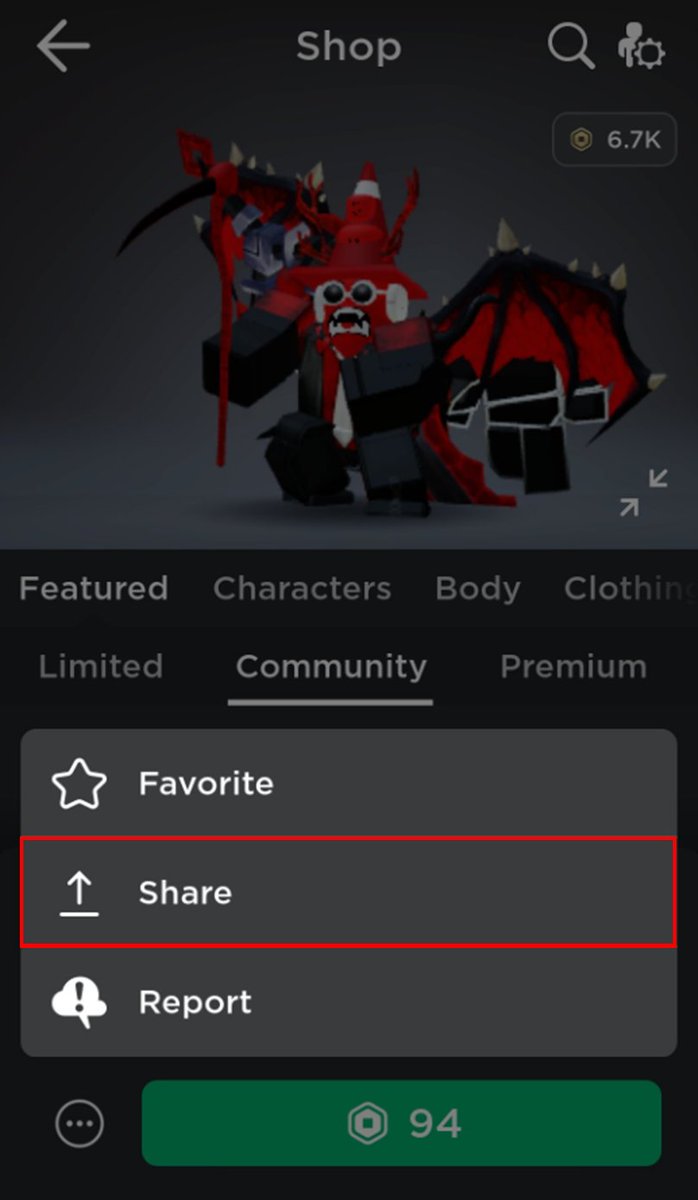 Bloxy News On Twitter You Are Now Able To Share Items In The Avatar Shop On The Roblox Mobile App This Will Make It Easier To Get Share A Link To An - roblox report button